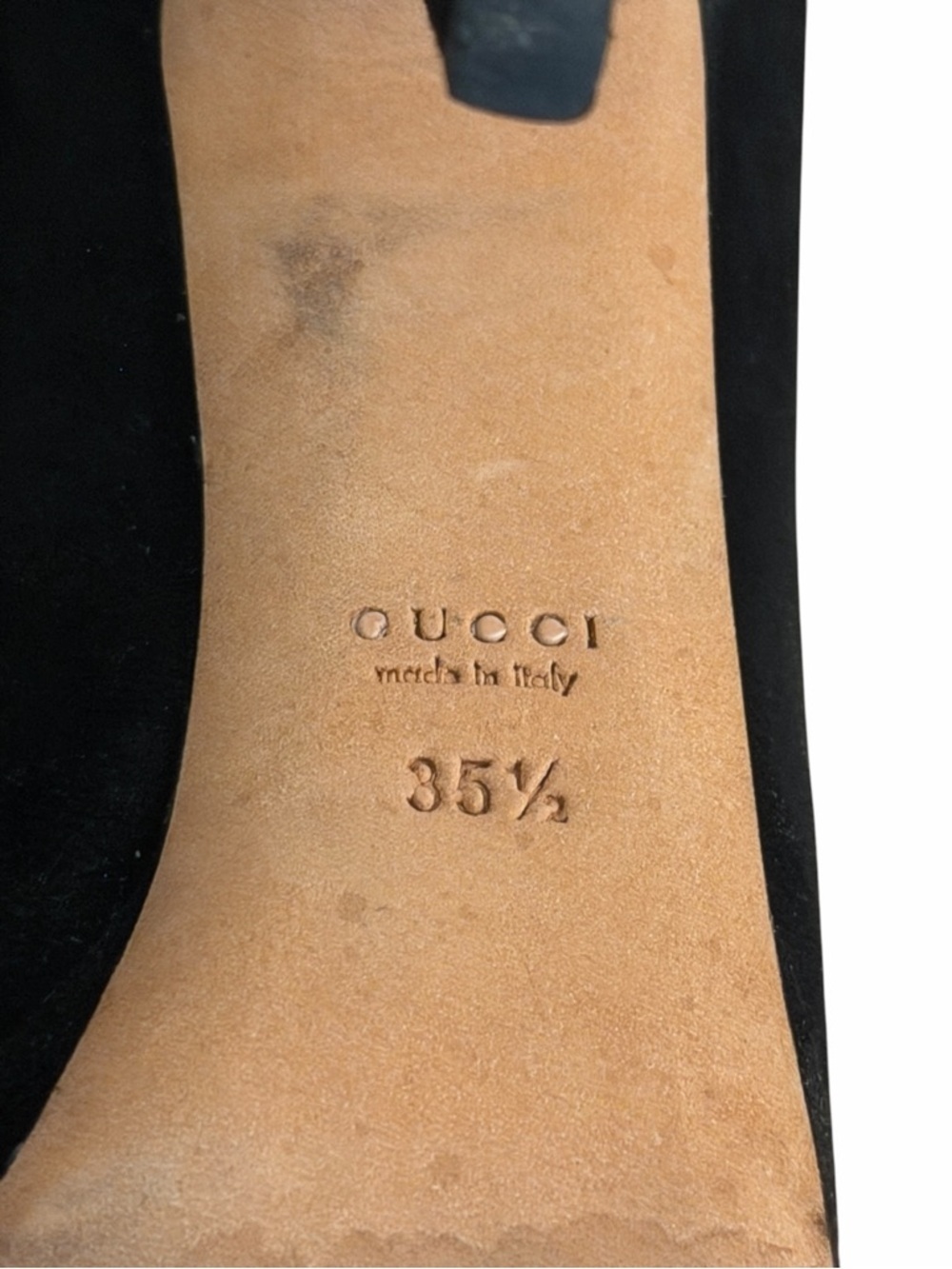 Vintage Gucci Black Suede Platform Pumps Stiletto Heels Y2K Designer Size 35.5 - Picture 10 of 11